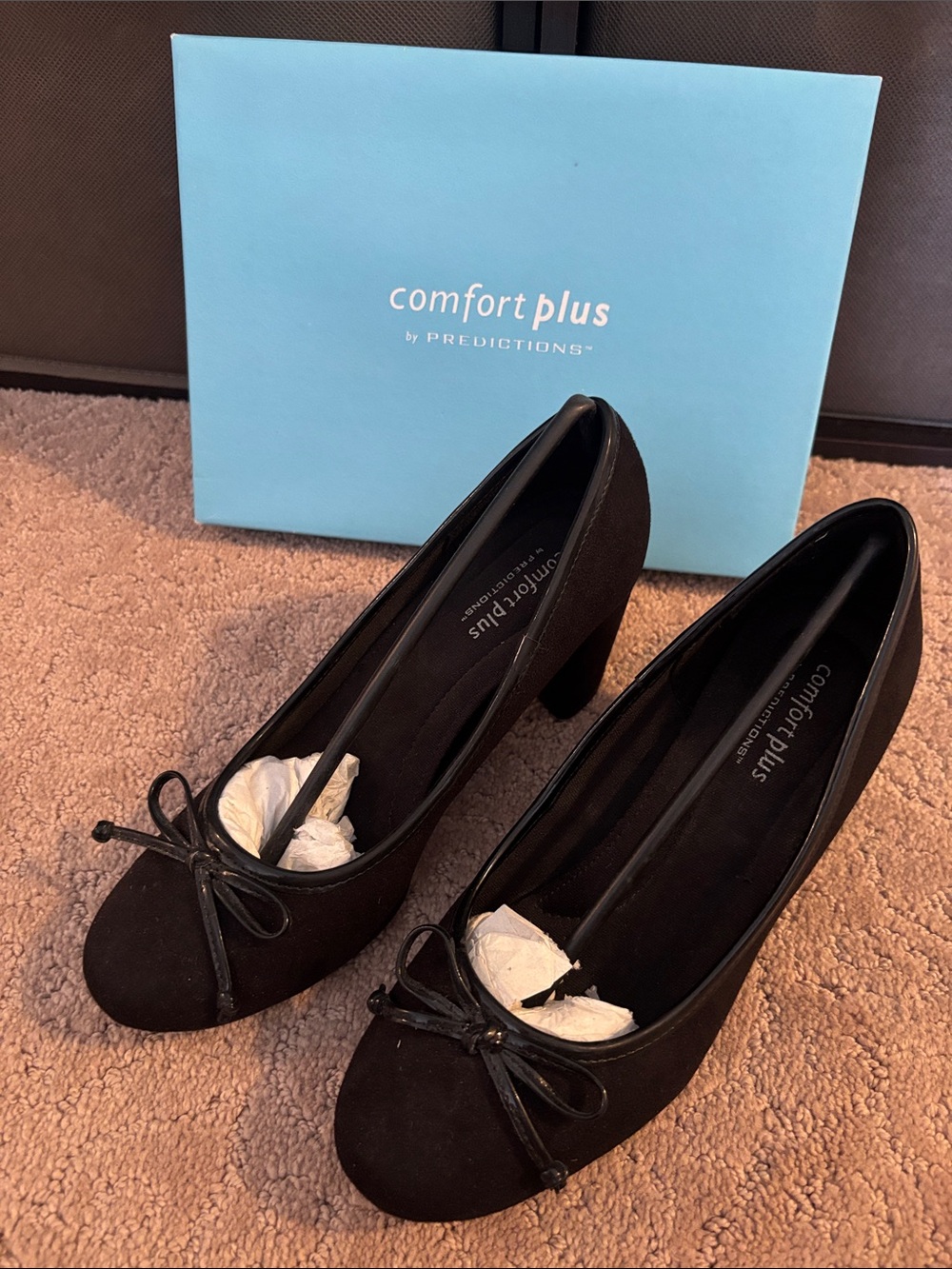 Predictions Black Bow Block Heel Pumps